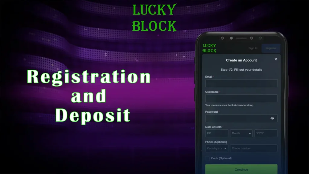 Registration and deposit at LUCKY BLOCK CASINO